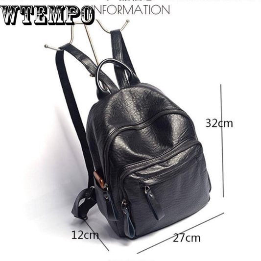 Fashion Women Backpack Quality Leather School Bags Large School Backpack Vintage Solid Shoulder Bags