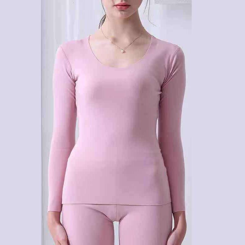 Women Winter Thermal Underwear O-neck Tops Pants Female Autumn Tight Suit Thicken Windproof Comfortable Soft Lining Long Sleeve High Elasticity Slim
