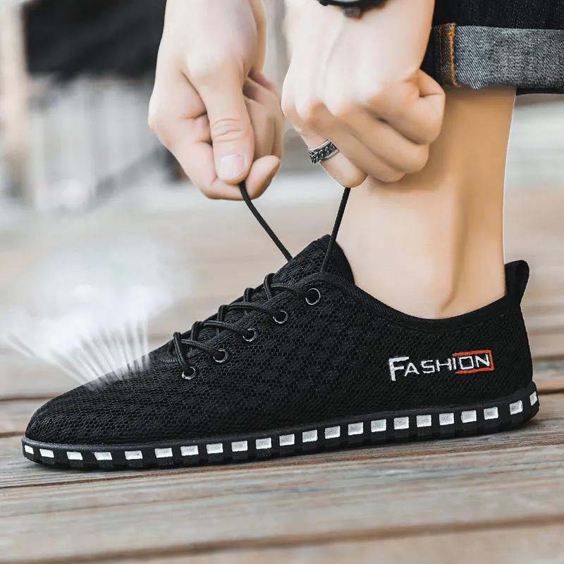 Summer Breathable Thin Net Shoes Hollow Lightweight Youth Men's Running Shoes