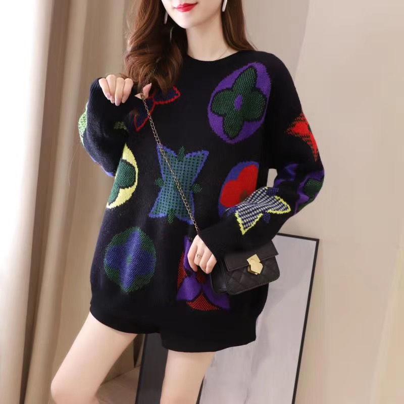 Men and Women Printed Pullover Sweater Students All-match Knit Sweater Shirt Unisex Knitwear Jumper College Style