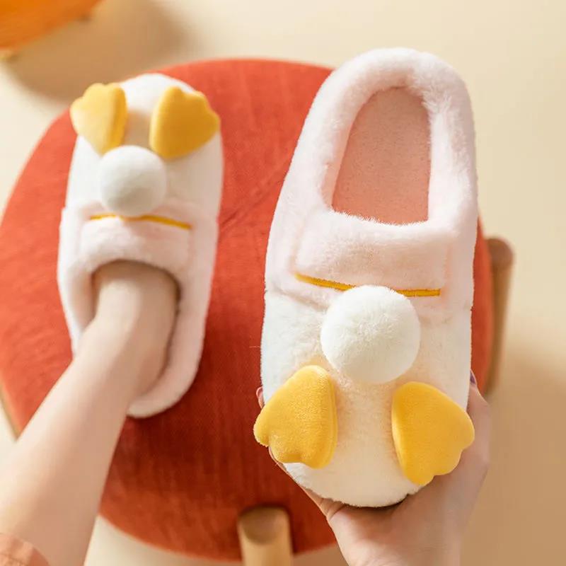 Women Winter Thick Soled Household Warm Slippers Cute Cartoon Non-slip Indoor Bedroom Slippers