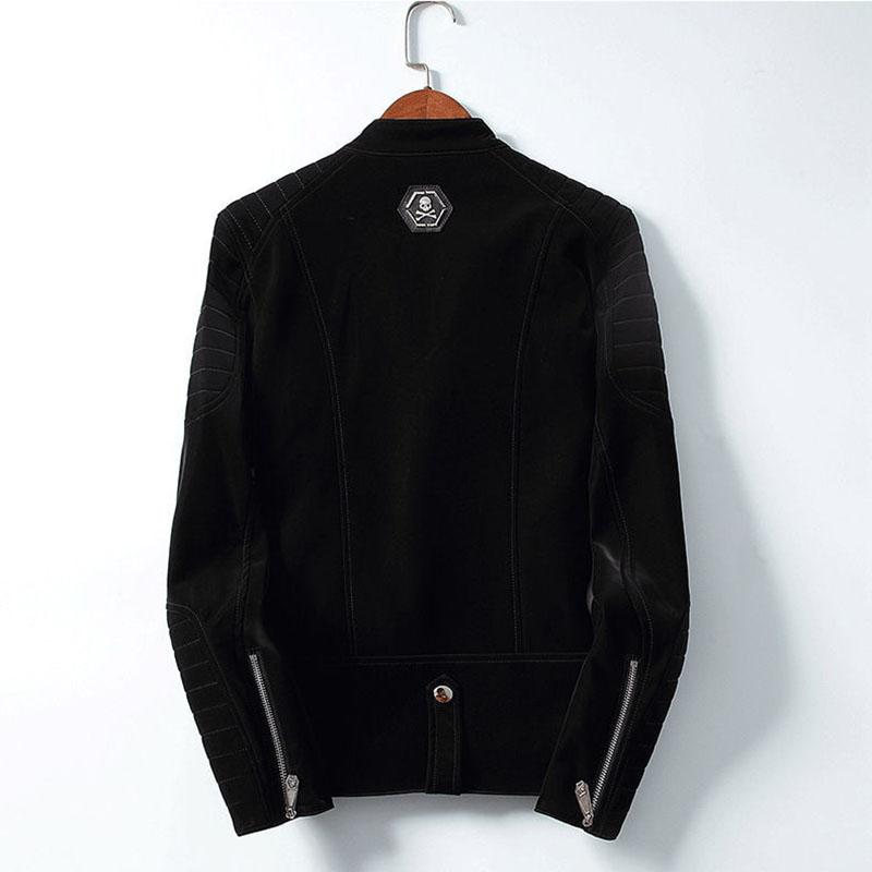 Plus Velvet Thick Korean Men's Leather Jacket Short Velvet Stand-up Collar Slim-fit Motorcycle Jacket Autumn and Winter