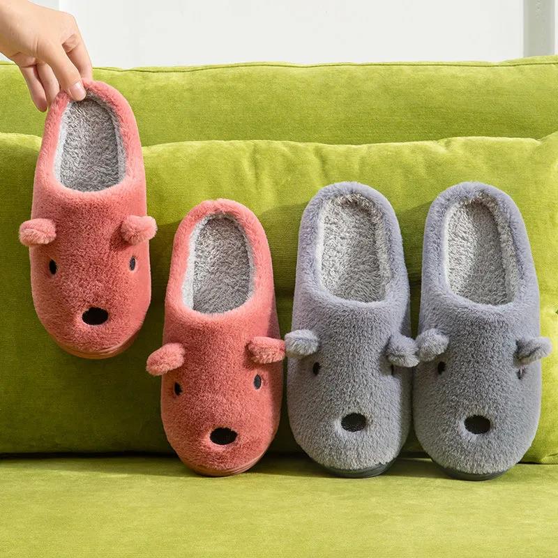 Autumn and Winter Pure Cotton Slippers Indoor Non-slip Soft-soled Shoes Warm Simple Plush Cotton Shoes