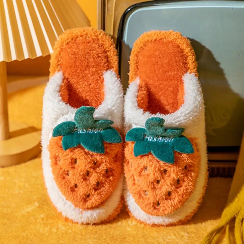 Cotton Slippers for Men and Women Autumn and Winter Home Couples Indoor Warm Cartoon Plush Slippers