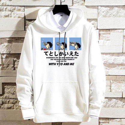 Sweatshirt Men's Korean Loose Hooded Pullover Plus Fleece Jacket Men's Autumn and Winter Warm and Comfortable Top