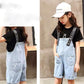 2PCS Children Clothing Set Spring Summer Girls Suits Denim Skirt Solid Color Printing Short Sleeve Strap Skirt Suit Clothing Set