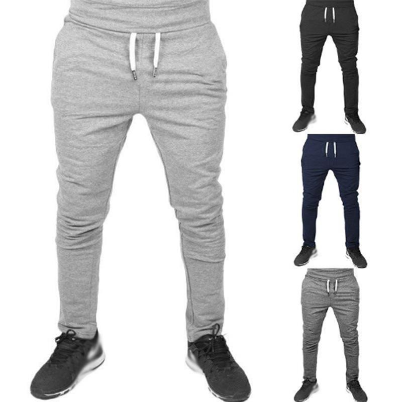 Spring and Autumn Thin Sports Trousers Men's Jogging Pants Slim Fit Elastic Waist Small Pants Solid Color Plus Size Pants