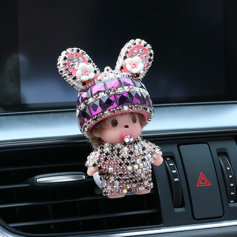 Crystal Rabbit Ears Doll Aroma Diffuser Car Creative Decoration Accessories Air Conditioning Outlet Plug-in