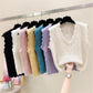 V-Neck Knitted Vest Women New Korean Fashion Sleeveless Sweaters Waistcoat for Outwear Spring Autumn 2021