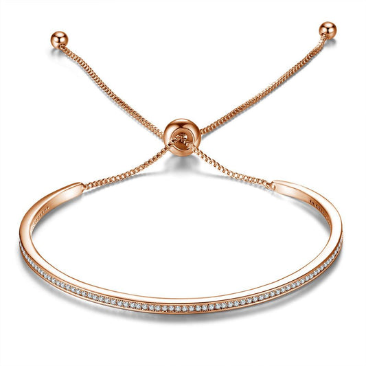 3 Colors Adjustable Small Shining Zircon Bracelet Fine Chain Cuff Bracelets for Valentine's Day Gift
