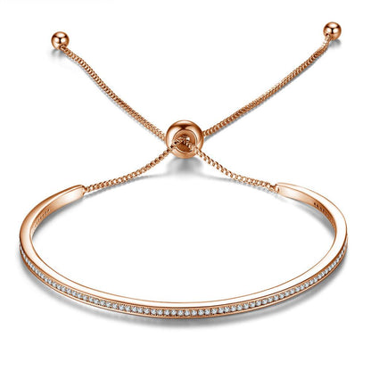 3 Colors Adjustable Small Shining Zircon Bracelet Fine Chain Cuff Bracelets for Valentine's Day Gift