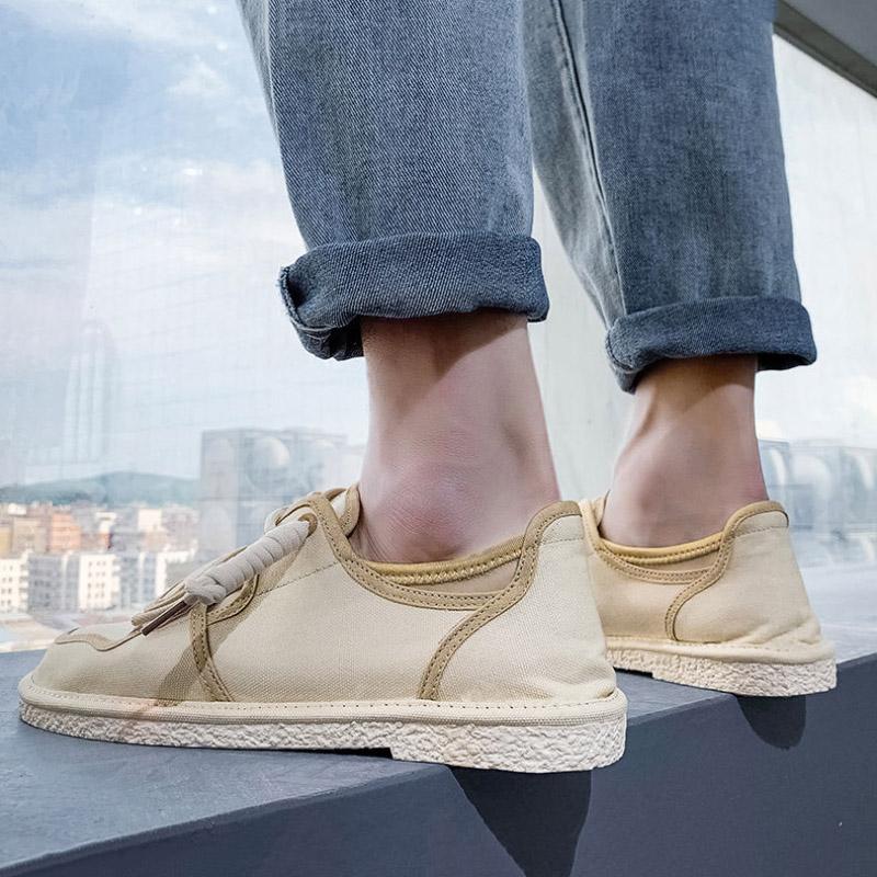 Men's Casual Canvas Shoes Trend Cloth Shoes Summer Breathable Driving Shoes Male Lazy All-match Cloth Shoes A Pedal