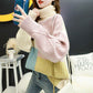 Autumn/winter Turtleneck Sweater Women Loose Thick Warm Color Block Sweater Coat Outer Wear Knit Jumper Pullover