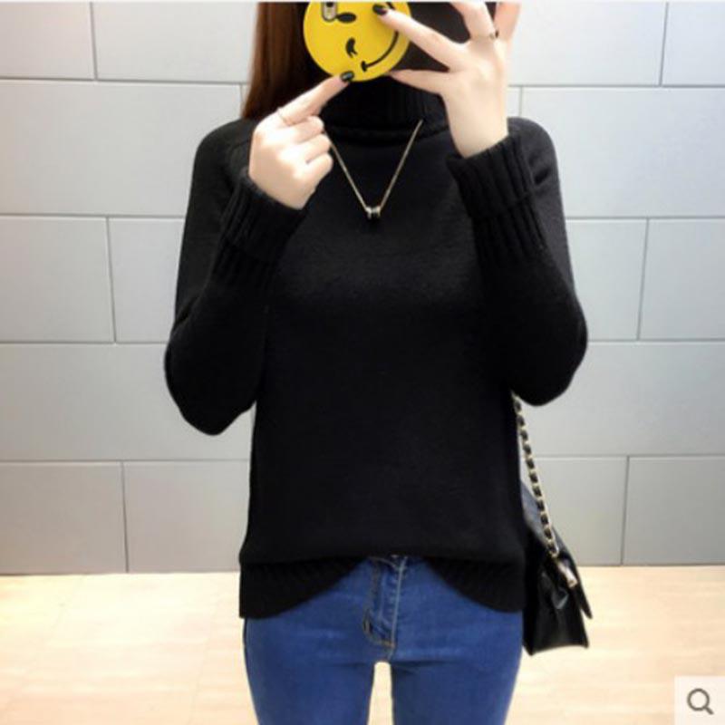 Ladies Sweater Solid Half Turtleneck Pullover Bottoming Sweater Loose Tops Warm Long-sleeved Jumper