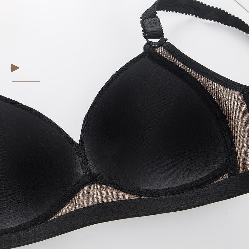 Lace Pattern Diamond Pendant Large Size Thin Bra Without Steel Ring Gathered Sexy Bra Ladies Underwear Light and Breathable