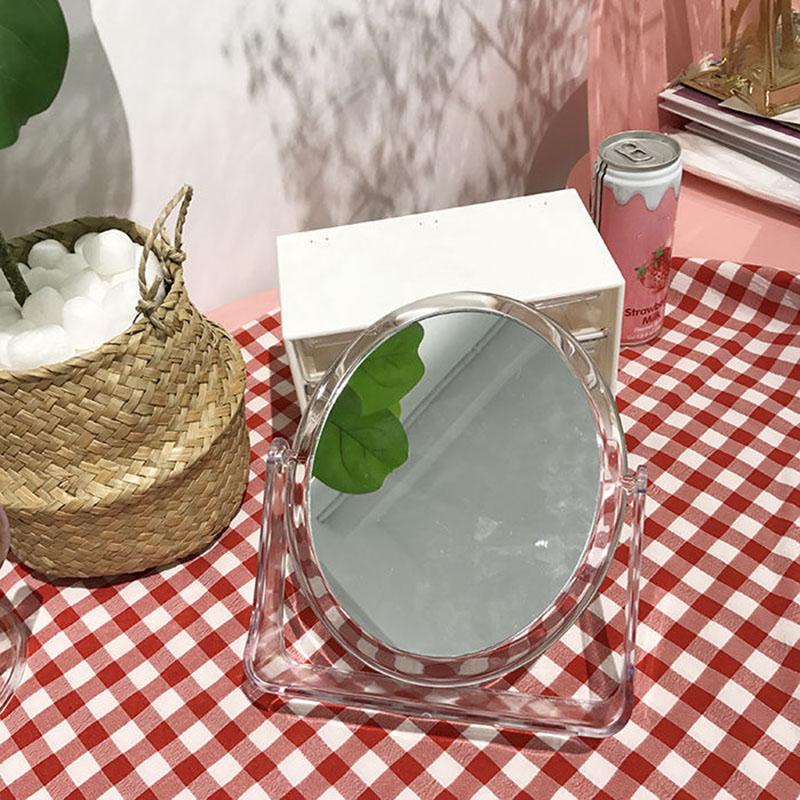 Lovely Heart-shaped Simple Transparent Love Makeup Mirror Double-sided Mirror Magnification HD Desktop Home Rotatable Mirror