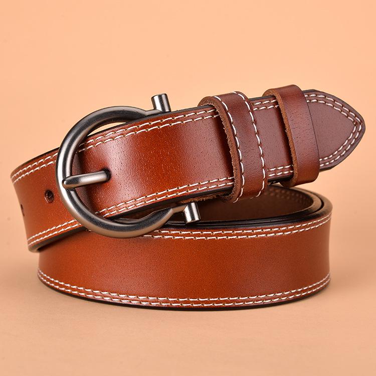 Waist Belt Women Leather Belt Solid Color Pin Buckle Waist Belt