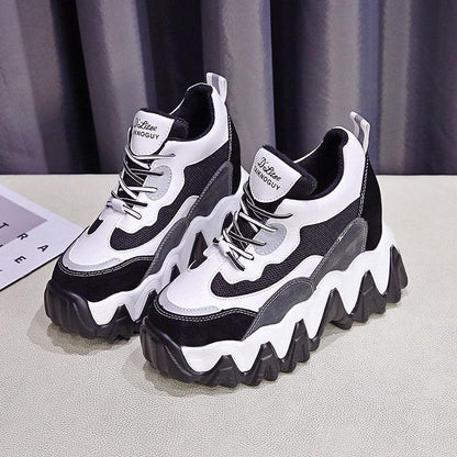 Thick-soled Heightened Travel Running Shoes Casual Student Breathable Sneakers All-match Comfortable Women Walking Sneakers