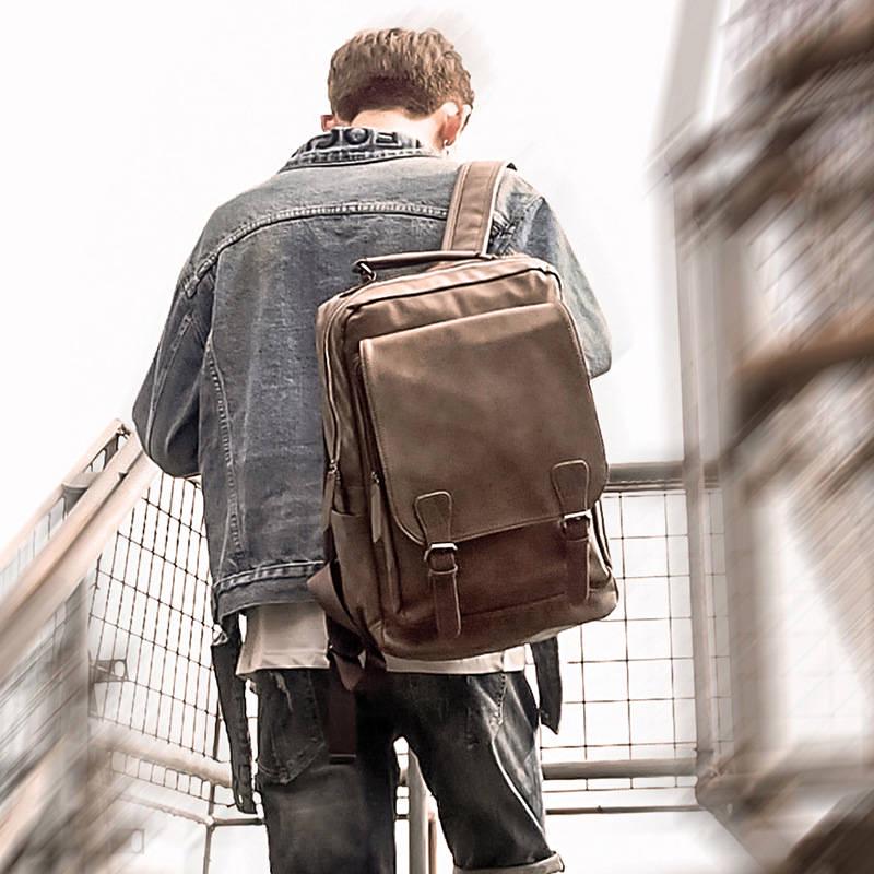 Vintage Laptop Leather Backpacks for School Bags Men Travel Leisure Backpacks Casual Bag Schoolbags