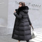 Long Down Jacket Fashion Fur Collar Waist Down Cotton-padded Jacket Over The Knee Thick Winter Padded Jacket Suitable for Women