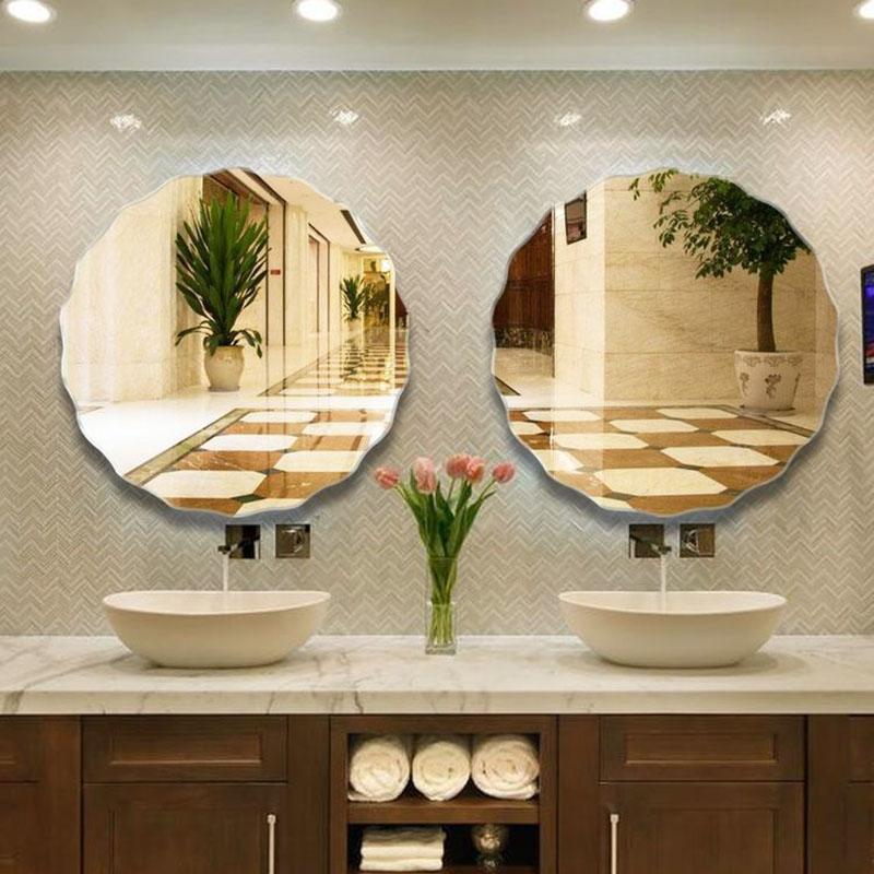 Irregularly Shaped Mirror Wall-mounted Bathroom Mirror Safe Explosion-proof Sleek Without Paddles