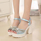 Good Quality Summer Rhinestone Fish Mouth Shoes Platform High Heel Women's Shoes Buckle Chunky Heel Sandals