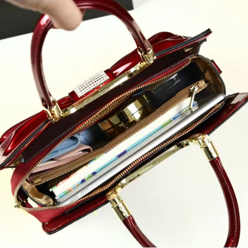 European and American Fashion Bow Leather Shoulder Messenger Handbag Middle-aged Ladies Bag