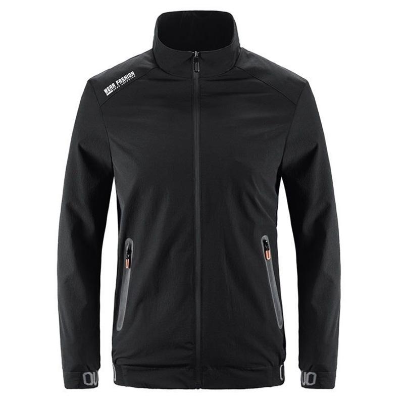 Casual Jacket Men's Spring and Autumn Stand Collar Men's Trend Jacket Thin Section Sports Solid Color Loose Tooling Top Trendy