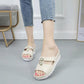 Heightening Slippers Women's Summer Thick-soled High-heeled Sandals Outdoor Wear Non-slip Platform Shoes Sandals Rhinestone Stitching Slippers