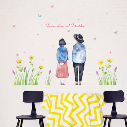 [sticker ]Boy And Girl Wall Stickers For Wedding Bedroom Living Room Home Decor Art Decals Mural Po