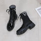 Women's British Style Martin Boots Plush Fleece Boots Winter All-match Flat Motorcycle Boots