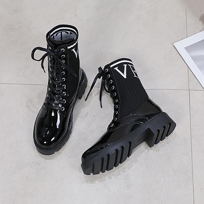 Women's British Style Martin Boots Plush Fleece Boots Winter All-match Flat Motorcycle Boots