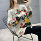 Peacock Pattern Pullover Sweater Women Fall/winter Ethnic Style Print Knit Sweater Outer Wear Jumper Tops