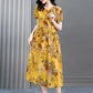 Women's Summer Plus Size Loose Long Print Dress Round Neck Slim Dress