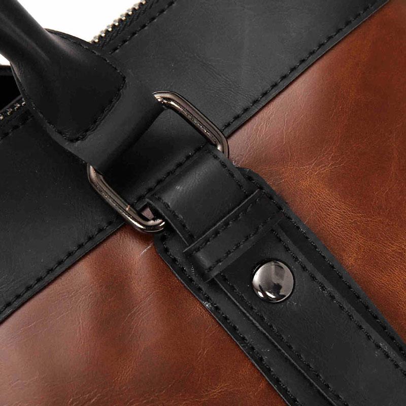 Business Briefcase Men Brown PU Leather Wild Zipper Waterproof Handbag Shoulder Bags Computer Bag
