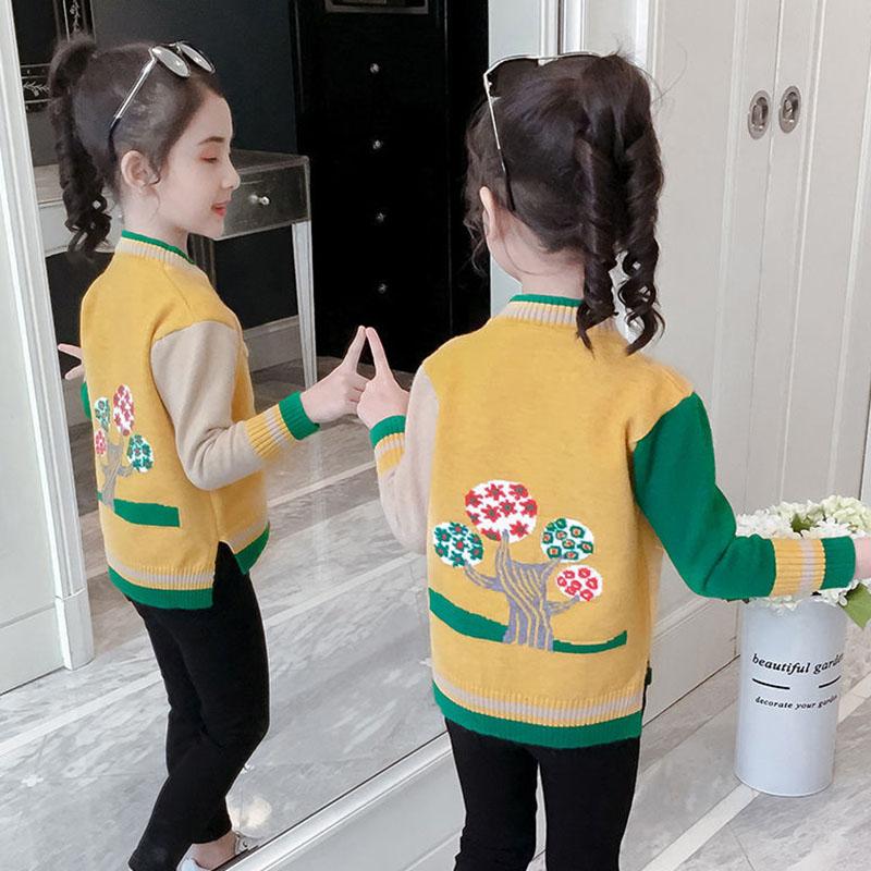 Autumn and Winter Padded Pullover Sweater for Middle and Large Children's Knitted Bottoming Shirt Color Matching Girls Top