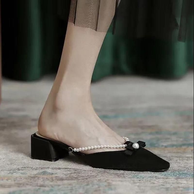 Fairy Sandals Gentle Single Shoes French Niche Sandals Baotou Half-toe Shoes Women's Summer Wear Mules