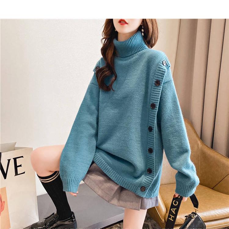 Autumn and Winter Turtleneck Women's Fashion Loose Knitted Long-sleeved Pullover Sweater