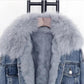 Large Fur Collar Denim Jacket Women's Short Style Plus Velvet Warmth Loose Plus Velvet Thick Cotton-padded Jacket Cotton Casual Winter Jacket