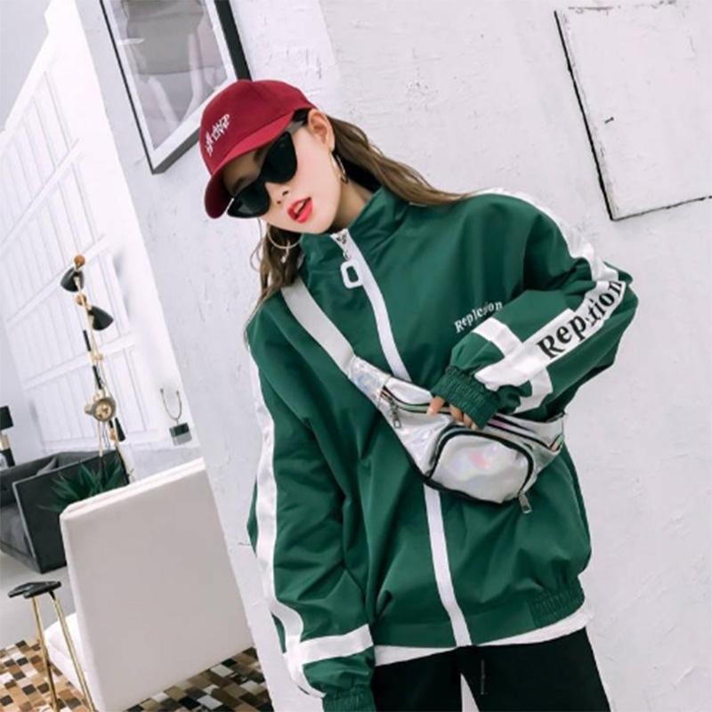 Spring and Autumn Sports Jacket Women Harajuku Personality Short Jacket Large Size Loose Jacket