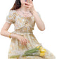 Comfortable and Gentle Floral Long Skirt French High Waist Slim Dress Women's Summer Style