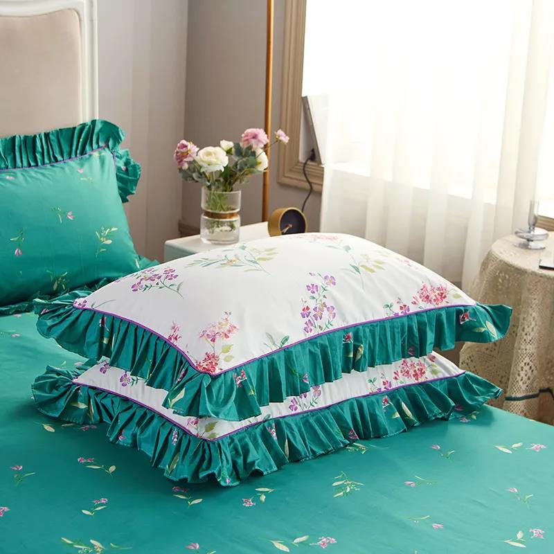 Cotton Print Lace Pillowcase Plus Size Thickened Zipper Pillowcase Single Double Bedroom Bedding