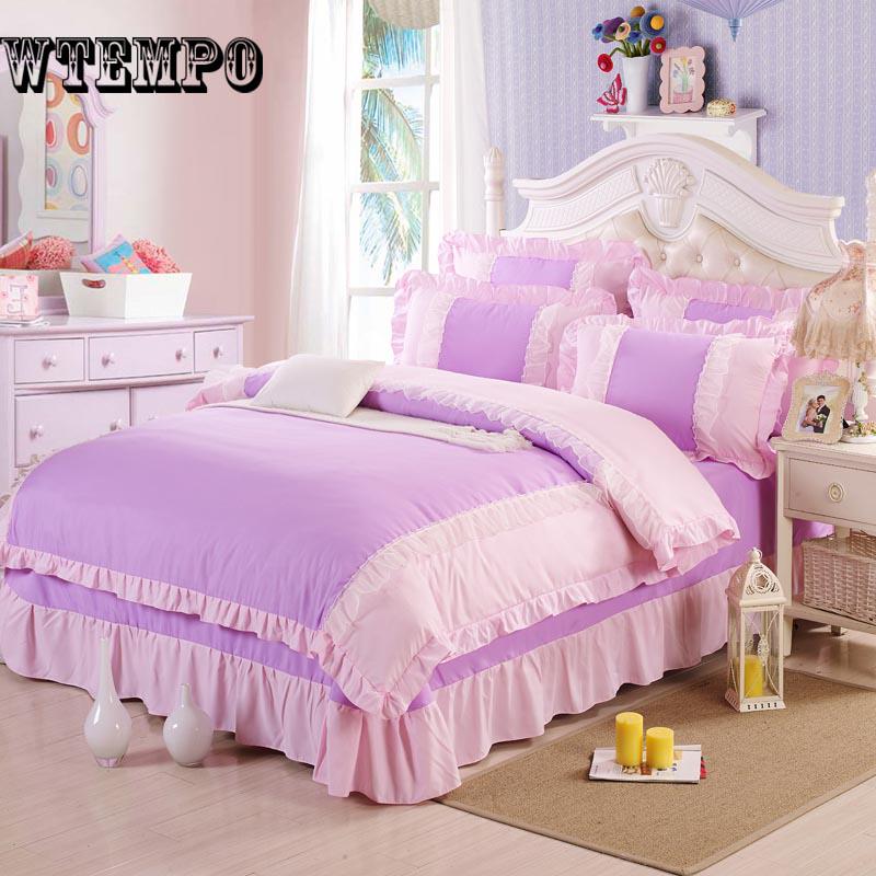 New Bedding Set Girls Bedding Set lace Bed set Duvet Cover Bed Skirt or fitted sheet bedclothes