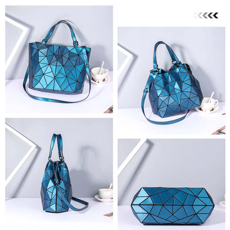 Luxury Geometric Rhombic Female Handbag Fashion Luminous Folding Designer Shoulder Bags for Women