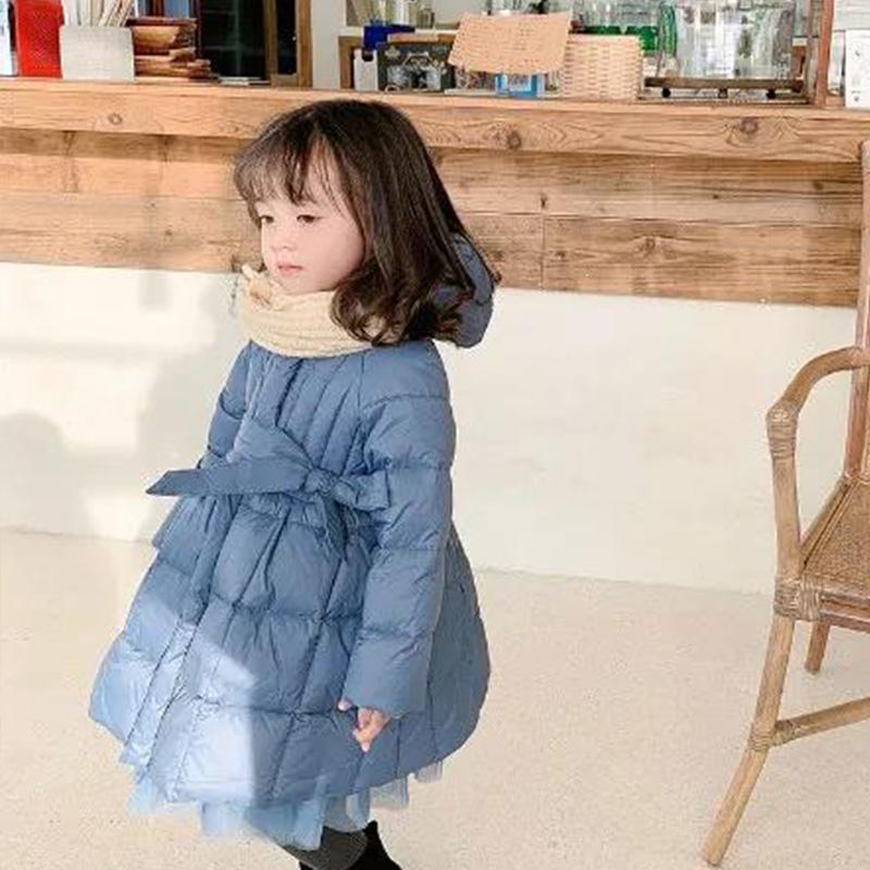 Girls' Cotton-padded Jackets In Winter Medium and Long Models Children's Bright-faced Baby Little Girls Western Style Padded Jacket