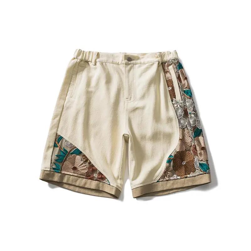 Summer National Tide Embroidery Casual Shorts Male Street Hip-hop Loose Five-point Pants Overalls