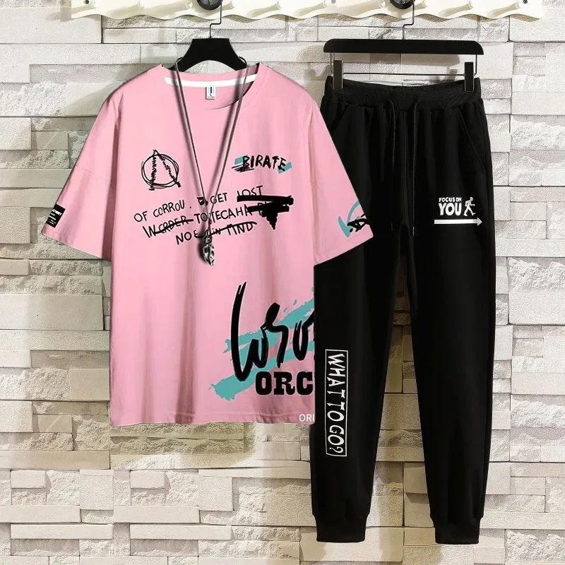 Summer Icy Breathable Short-sleeved Suit Men's Casual Sports Suit Student Personality Trend Trousers Two-piece Suit