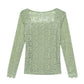 Women's Spring and Autumn Long Sleeve Lace Bottoming Shirt Square Collar Slim Top