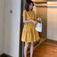 Women Summer Dress Short Sleeved Above Knee Length Large Size Loose Casual Solid Color Dress M-XXXXL
