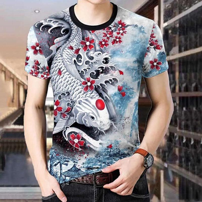 3D Animal Print Shirt Men Tees Fashion Overshirt Half Sleeve T-shirt Loose Breathable Pullover Summer
